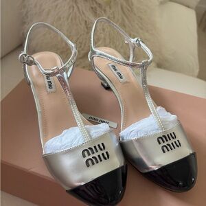 Miu Miu Silver and Black Heels